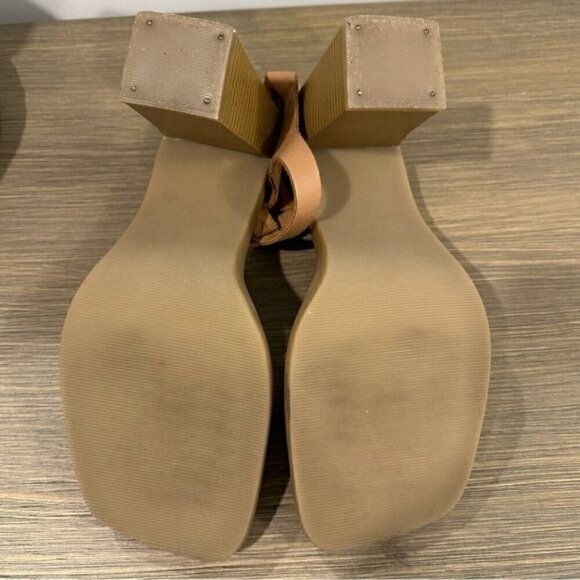 VTG Xhiliration Leather 90s Y2K square toe block heel strappy sandals size 8.5 - Picture 8 of 9